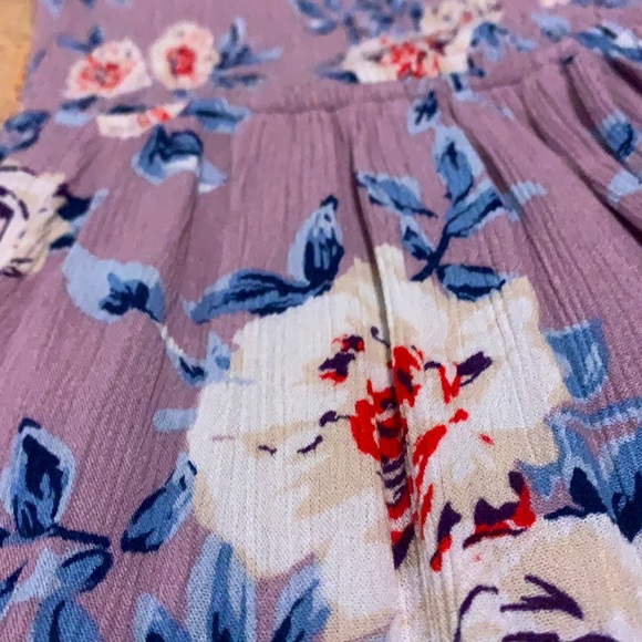 purple floral floor length off the shoulder dress with shorts - Picture 4 of 4